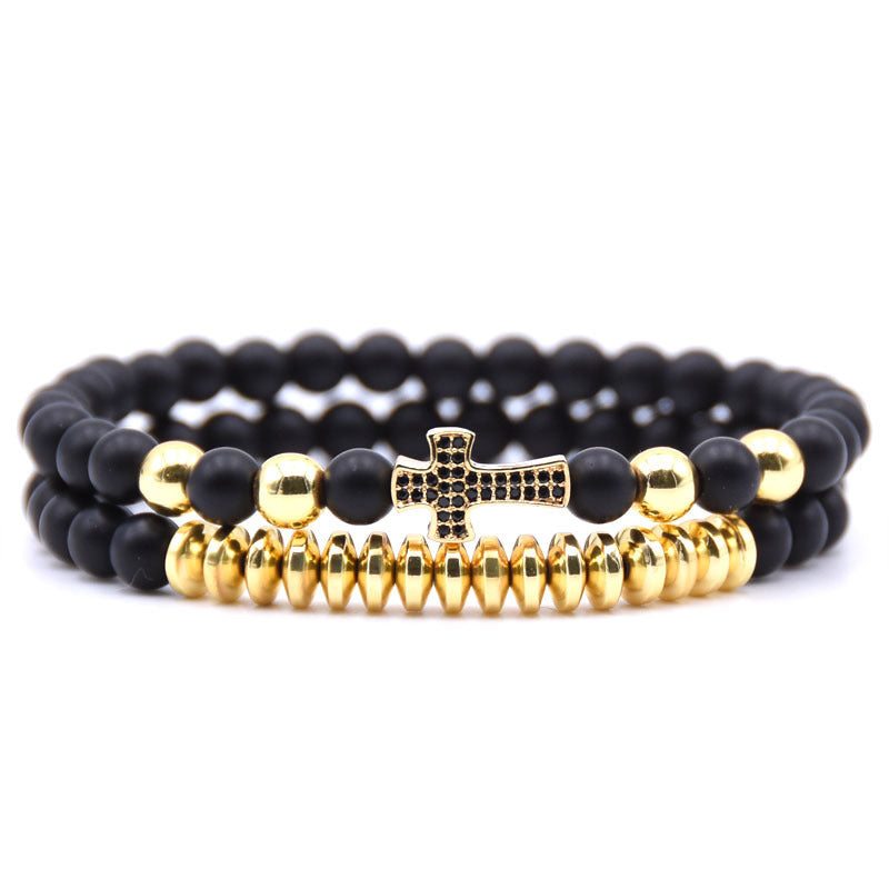Men’s Cross Elastic Bracelet Set