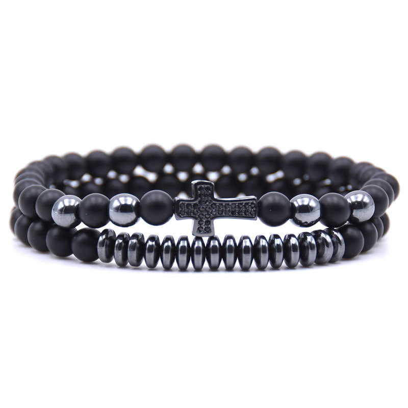 Men’s Cross Elastic Bracelet Set