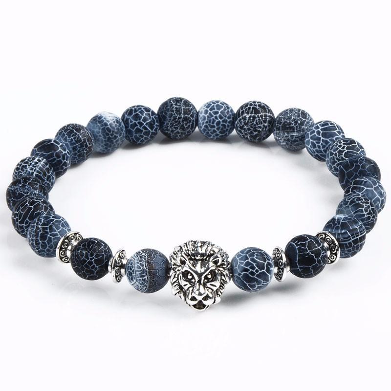 Men’s Lion Head Agate Stone Bracelet