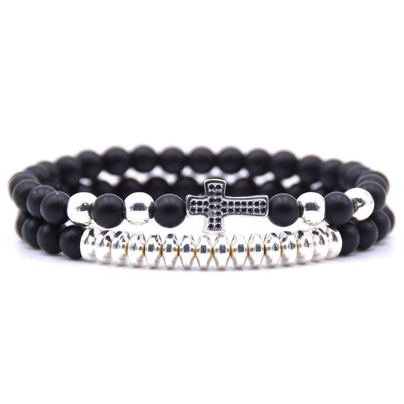 Men’s Cross Elastic Bracelet Set