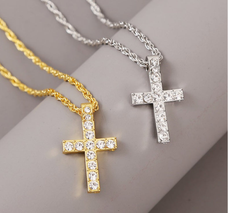 Cross Pendant Necklaces For Men Hiphop Rope Chain Jewelry