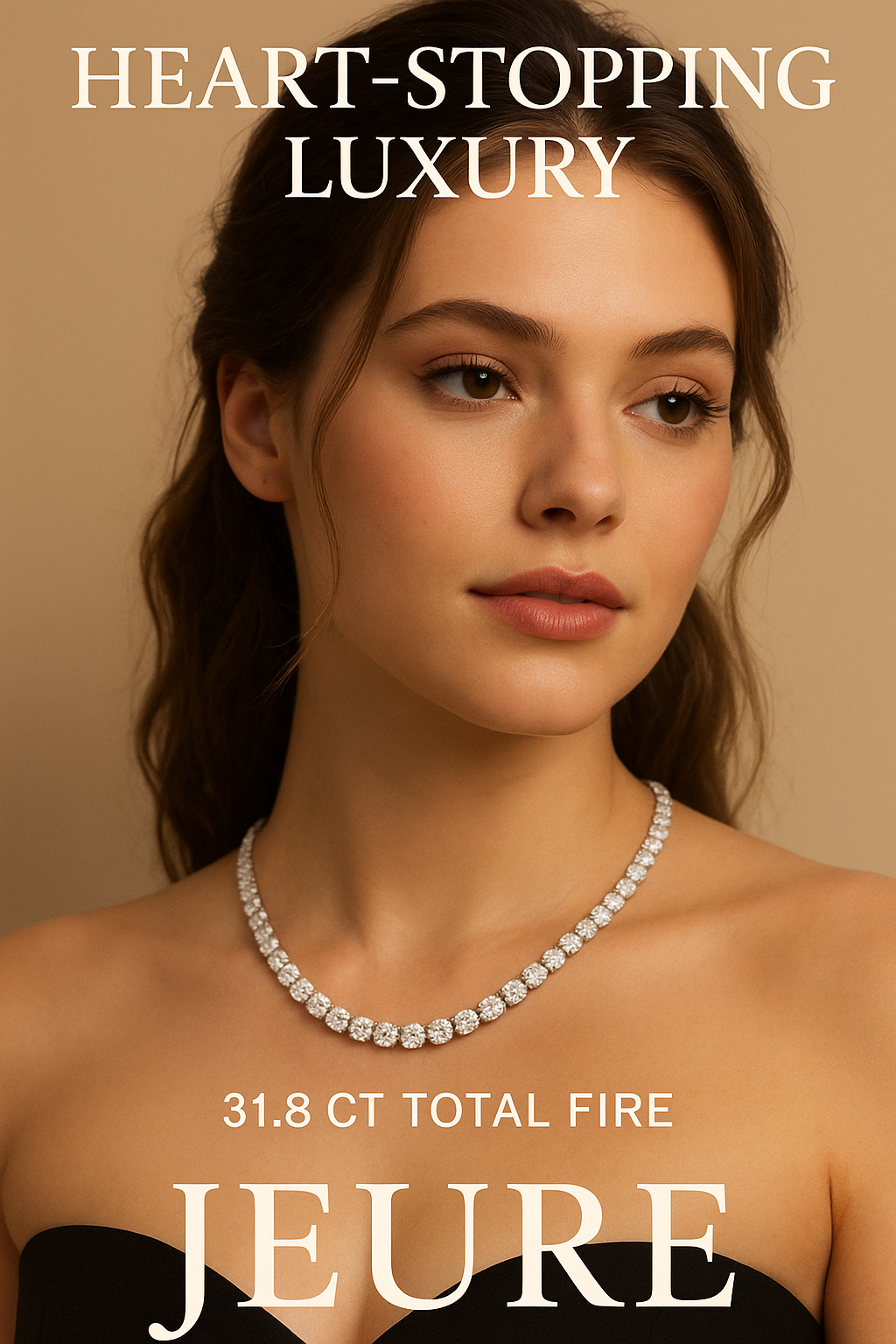 Jeure Cascade Light Necklace – 31.8 Carat Moissanite in Rhodium-Plated Sterling Silver